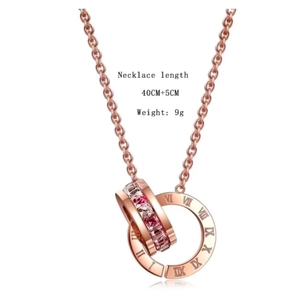 Elegant Minimalist Roman Numeral Titanium Steel Pendant Necklace rose gold